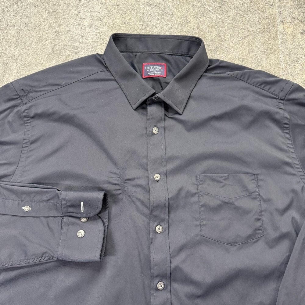 UNTUCKit Performance Shirt 2XLT Black Nylon Stretch Long Sleeve